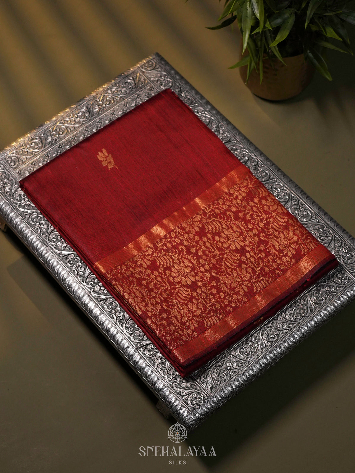 Maroon Dupion Silk Saree