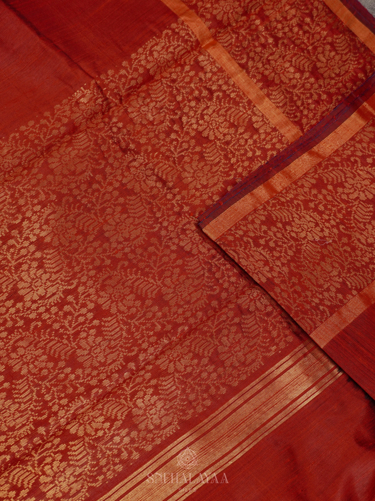 Maroon Dupion Silk Saree