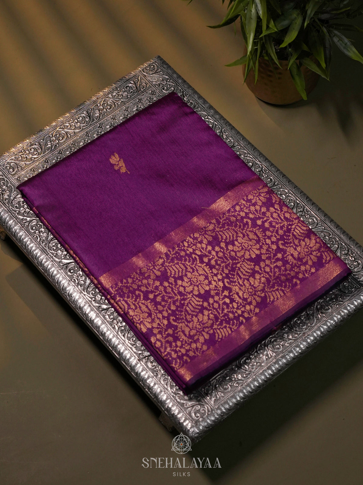 Violet Dupion Silk Saree
