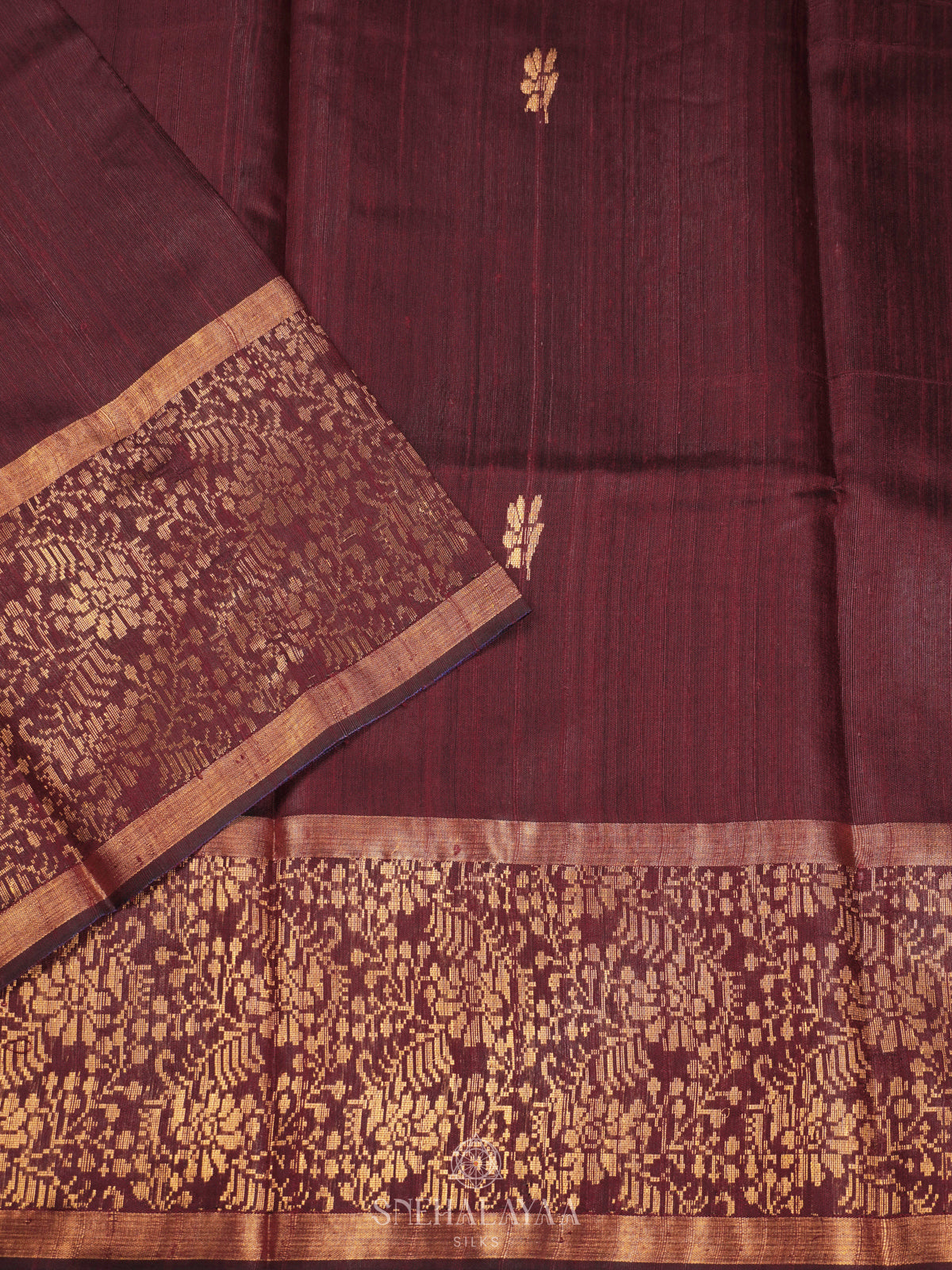 Brown Dupion Silk Saree