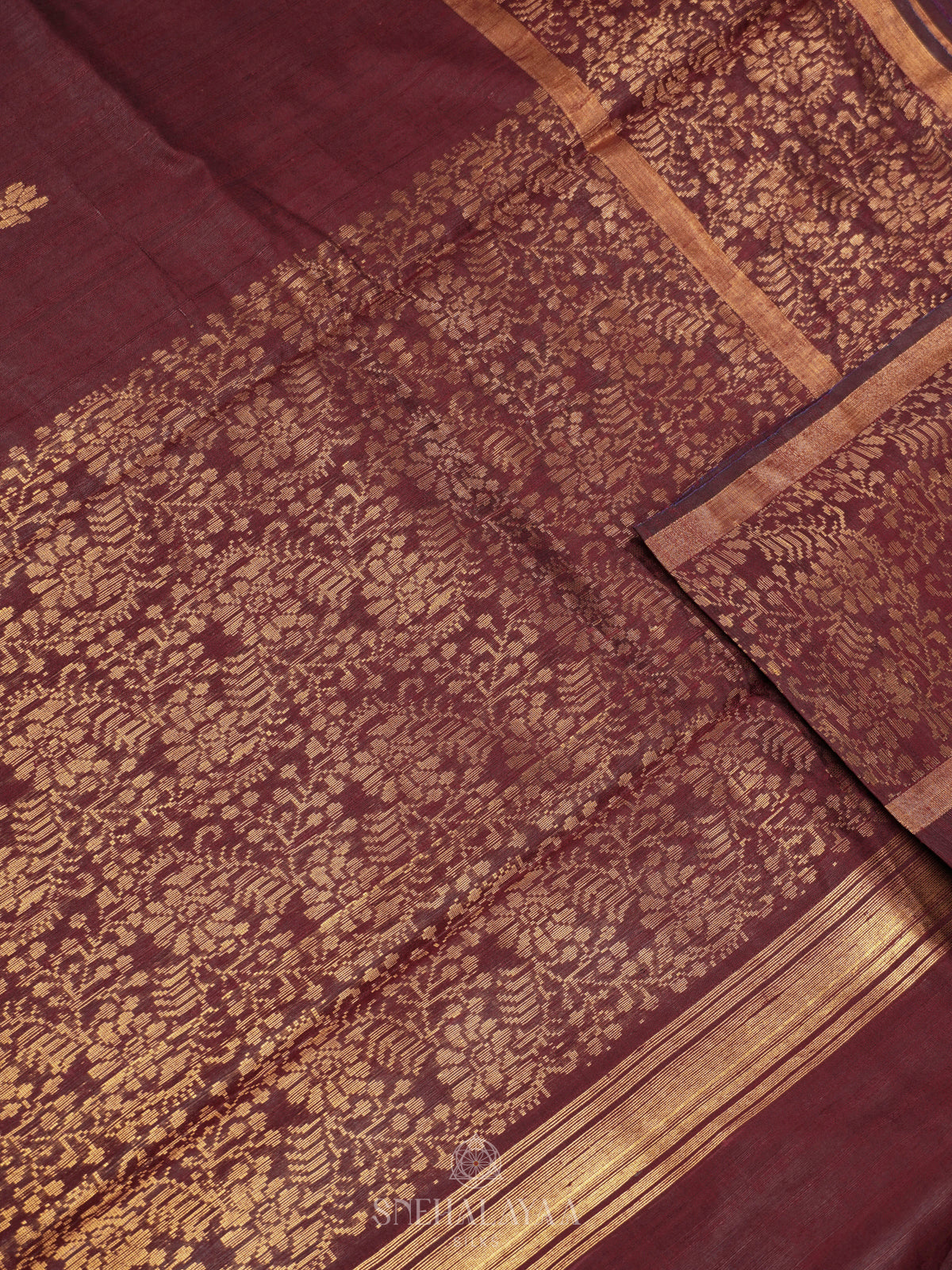 Brown Dupion Silk Saree