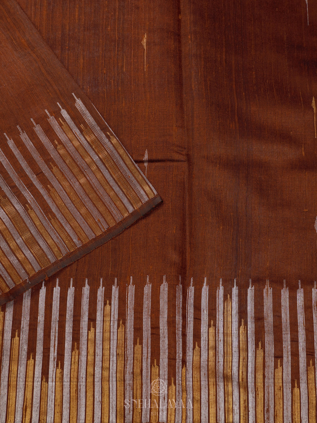 Brown Dupion Silk Saree
