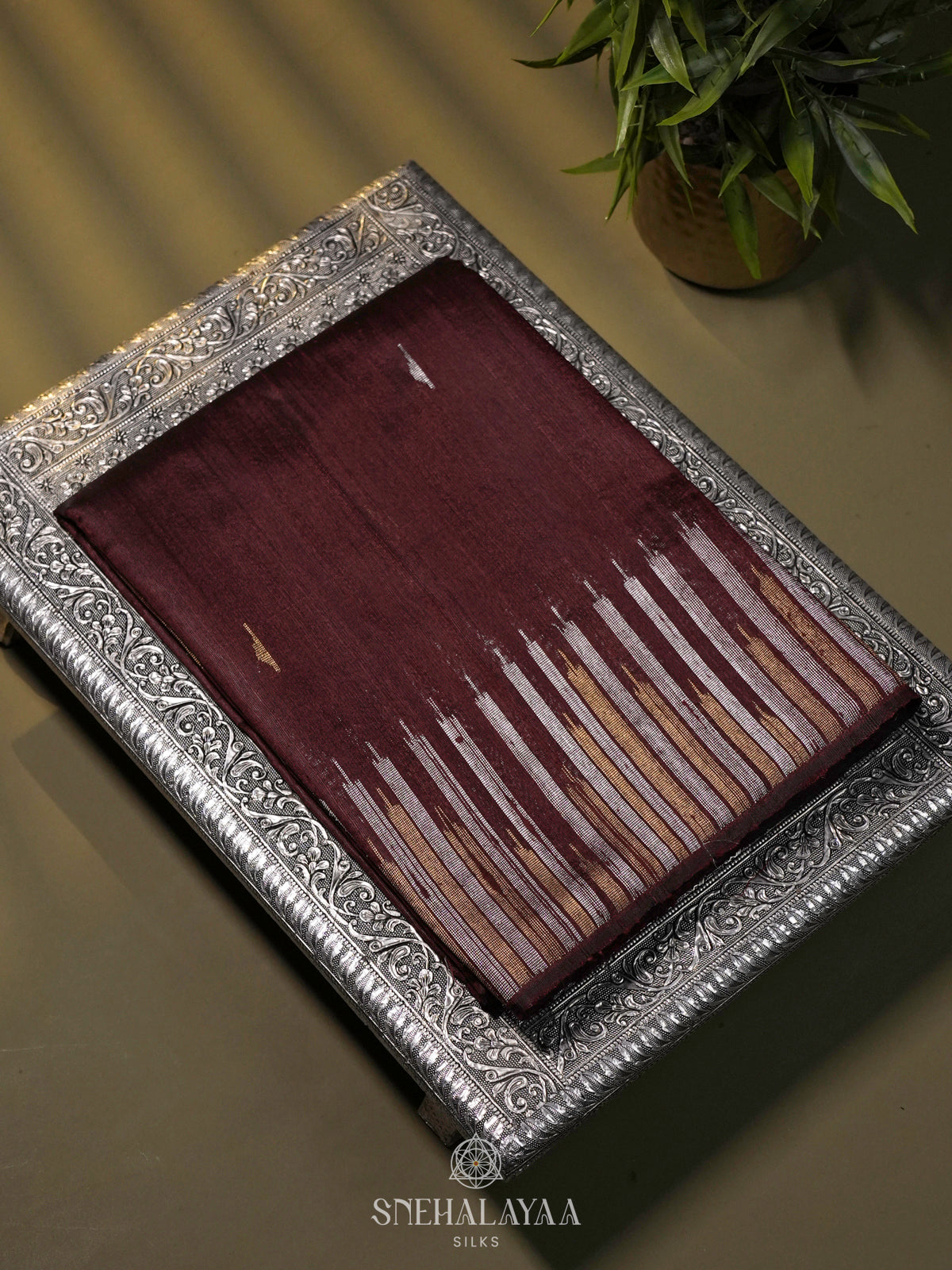 Brown Dupion Silk Saree