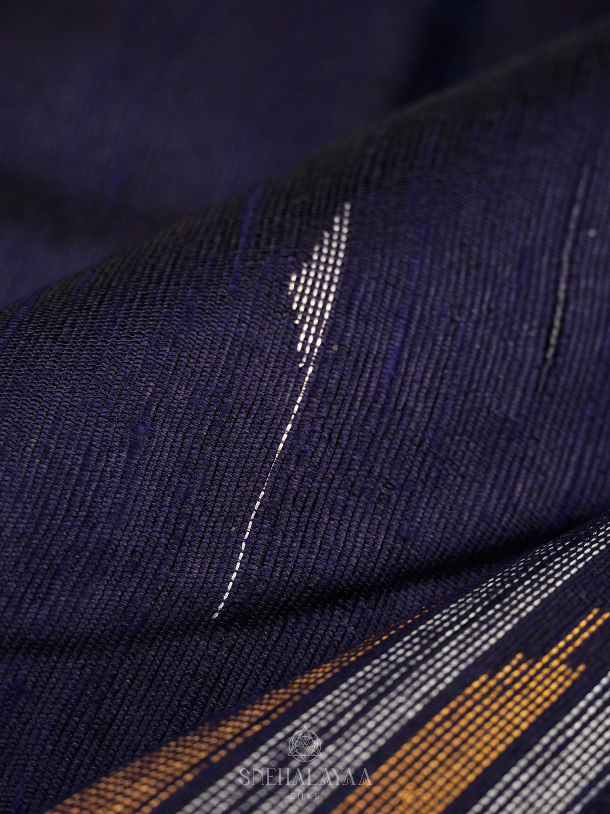 Navy Blue Dupion Silk Saree