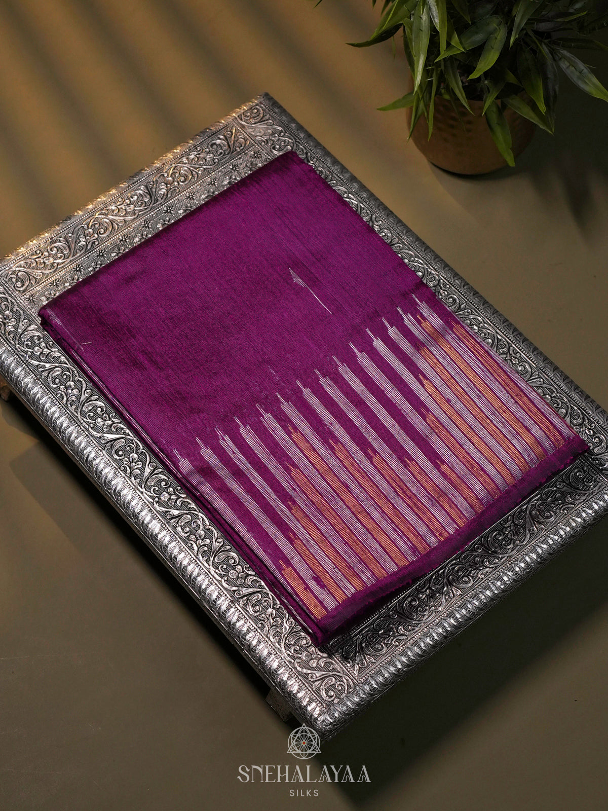 Purple Dupion Silk Saree