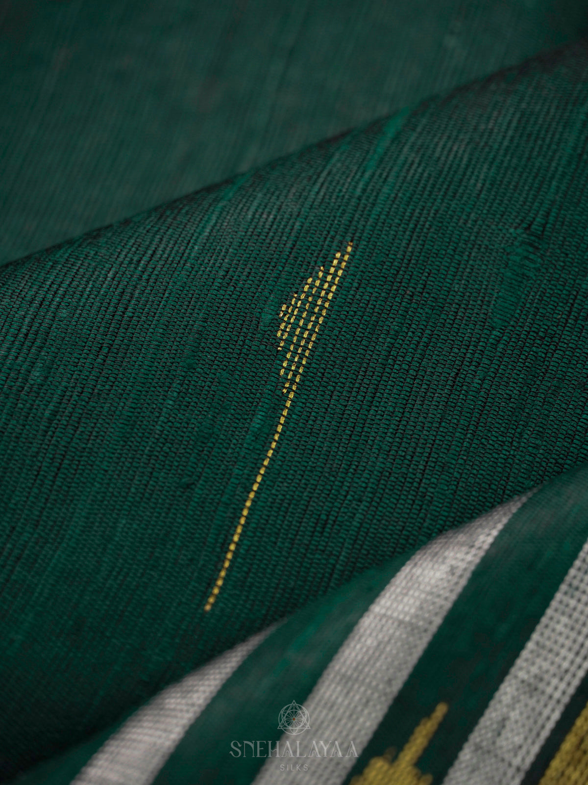 Forest Green Dupion Silk Saree