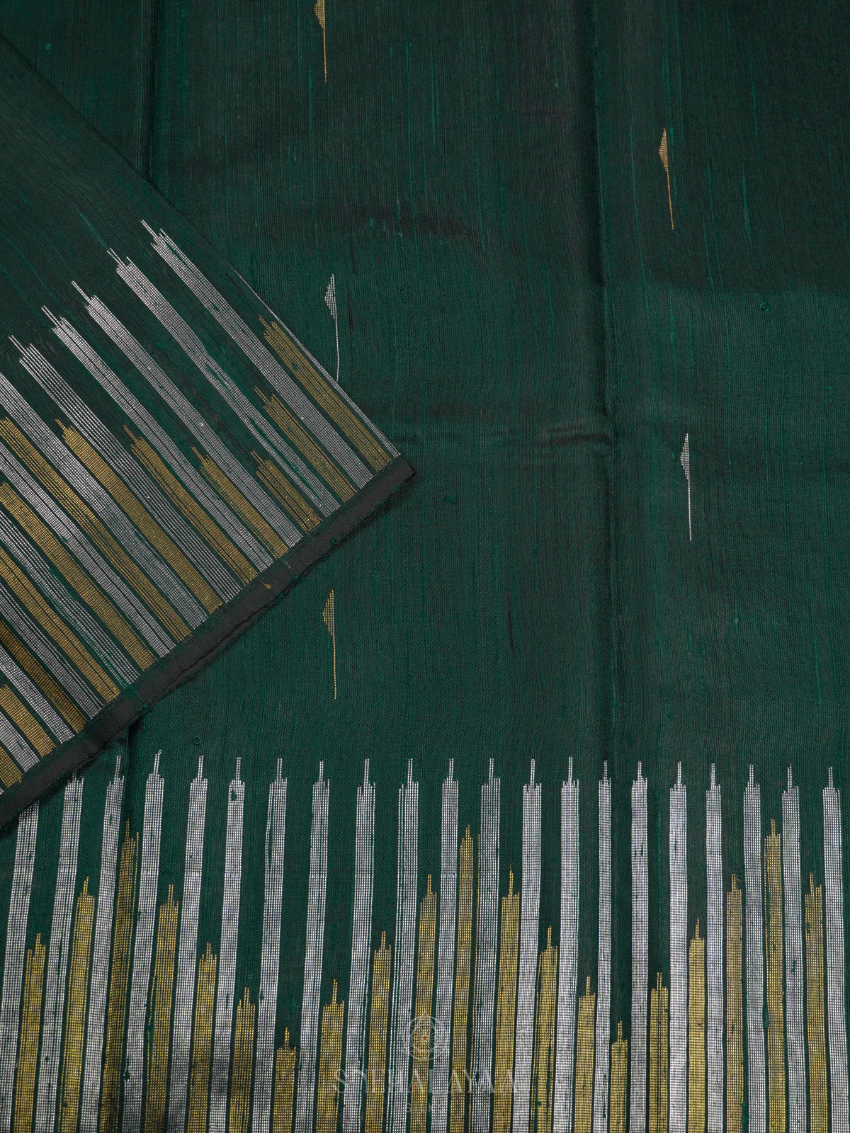 Forest Green Dupion Silk Saree