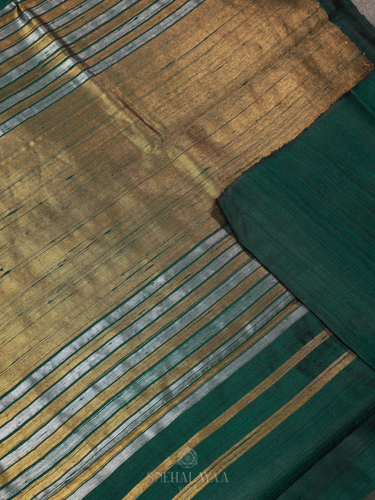 Forest Green Dupion Silk Saree