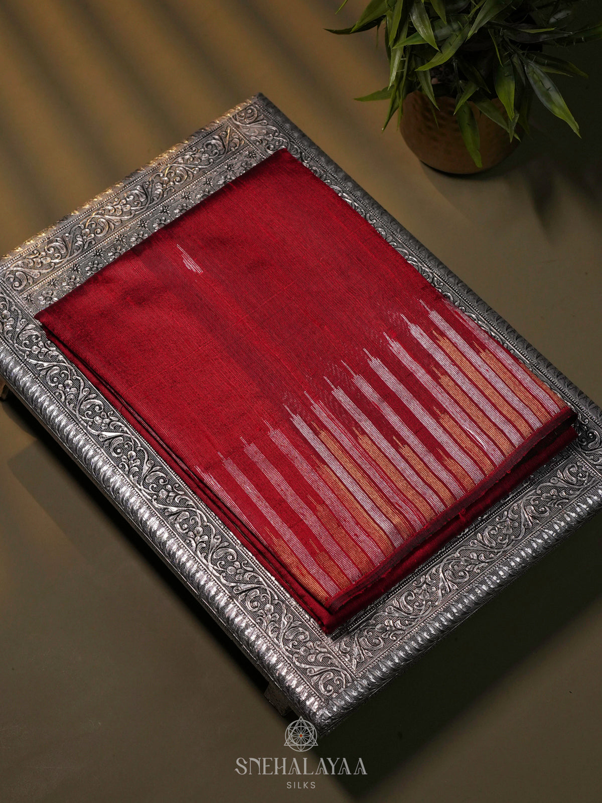 Red Dupion Silk Saree