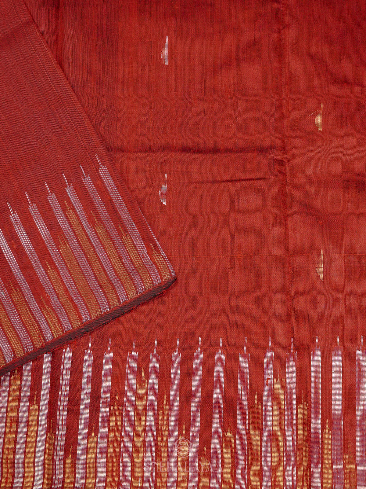 Red Dupion Silk Saree