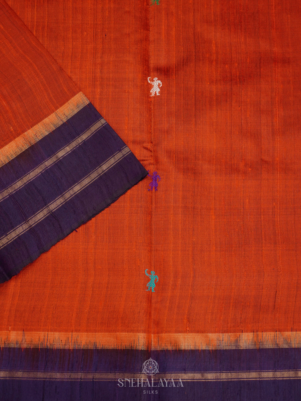 Orange Dupion Silk Saree
