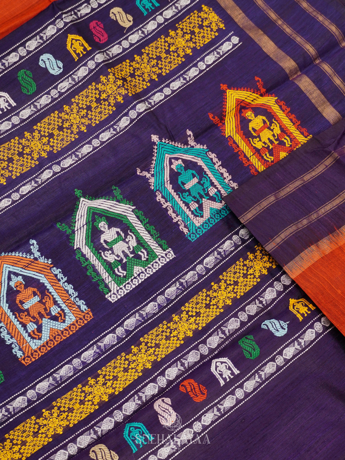 Orange Dupion Silk Saree