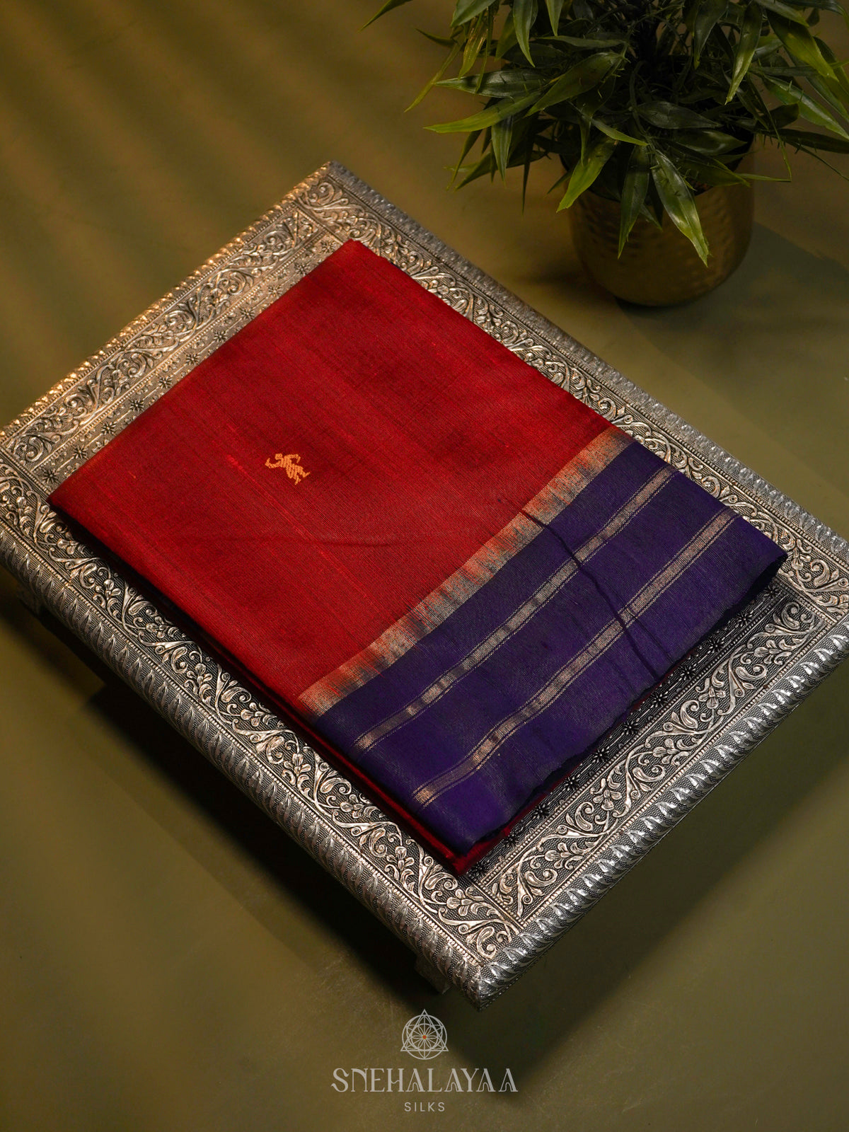 Red Dupion Silk Saree