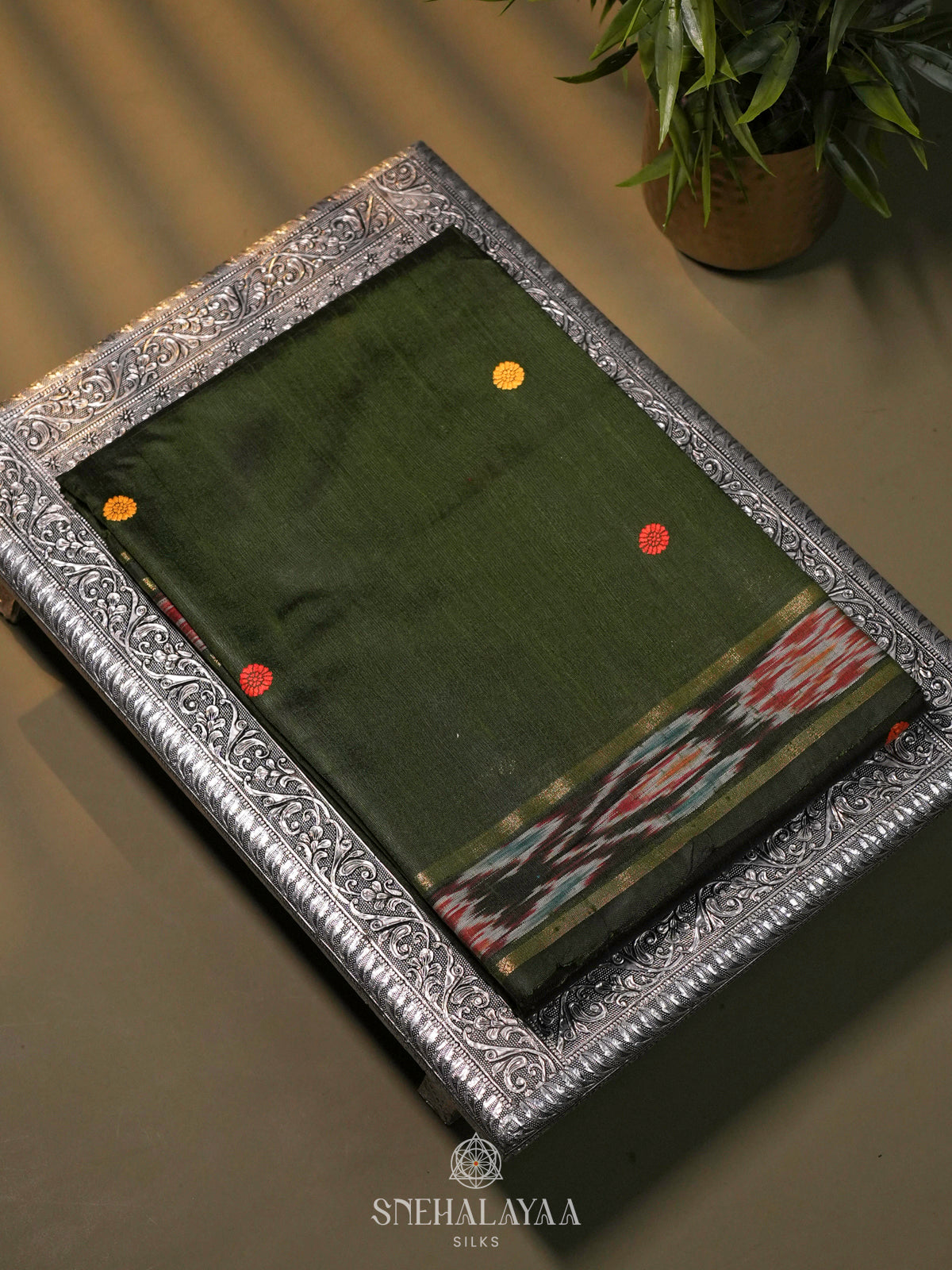 Emerald Green Dupion Silk Saree