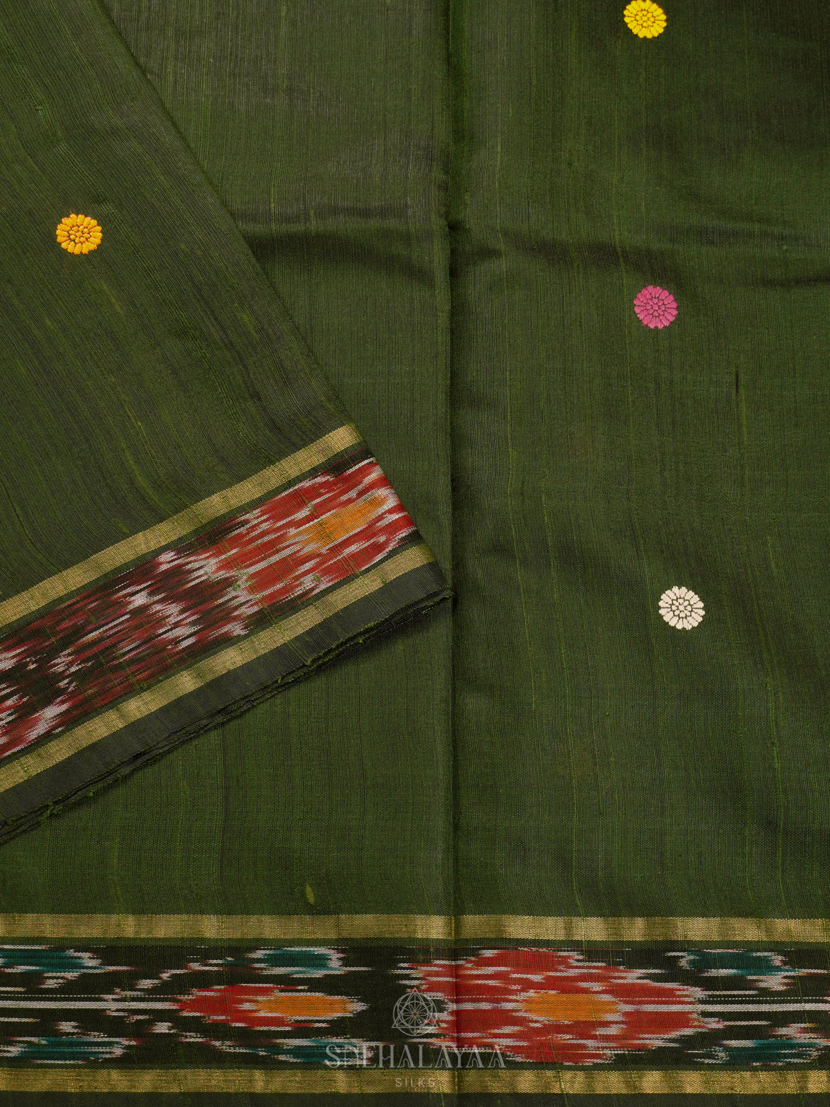 Emerald Green Dupion Silk Saree
