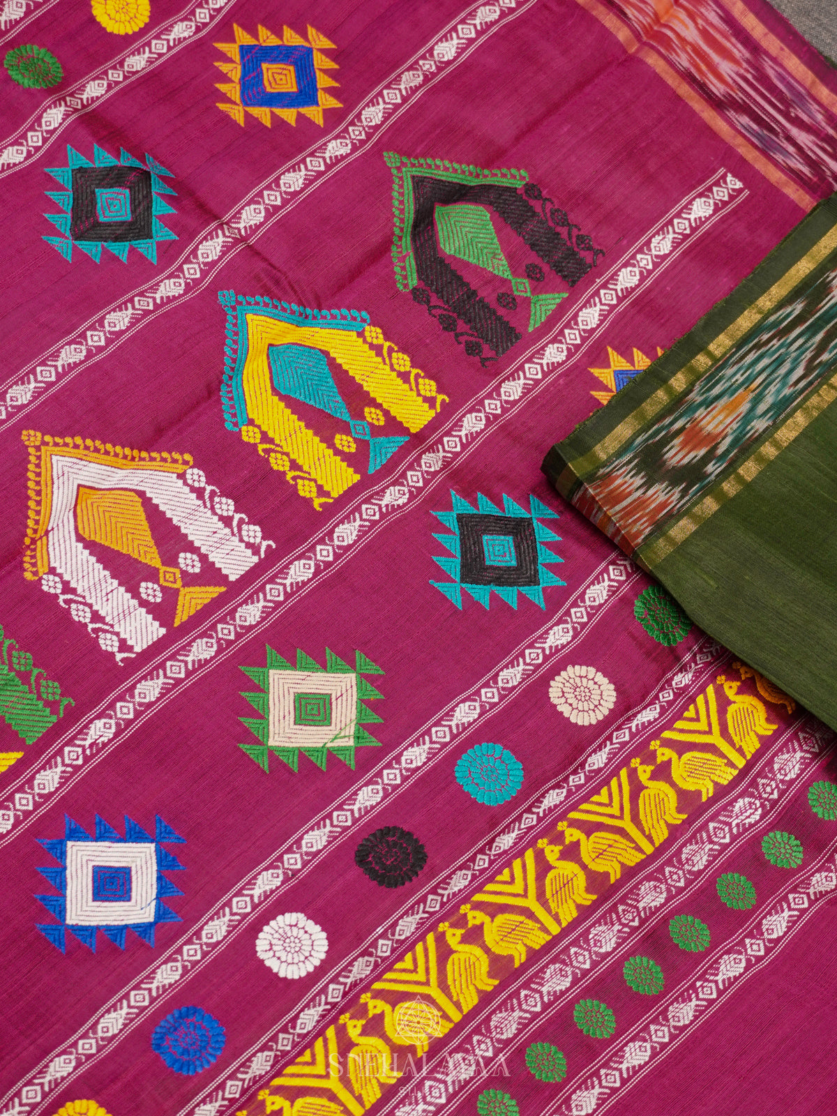 Emerald Green Dupion Silk Saree