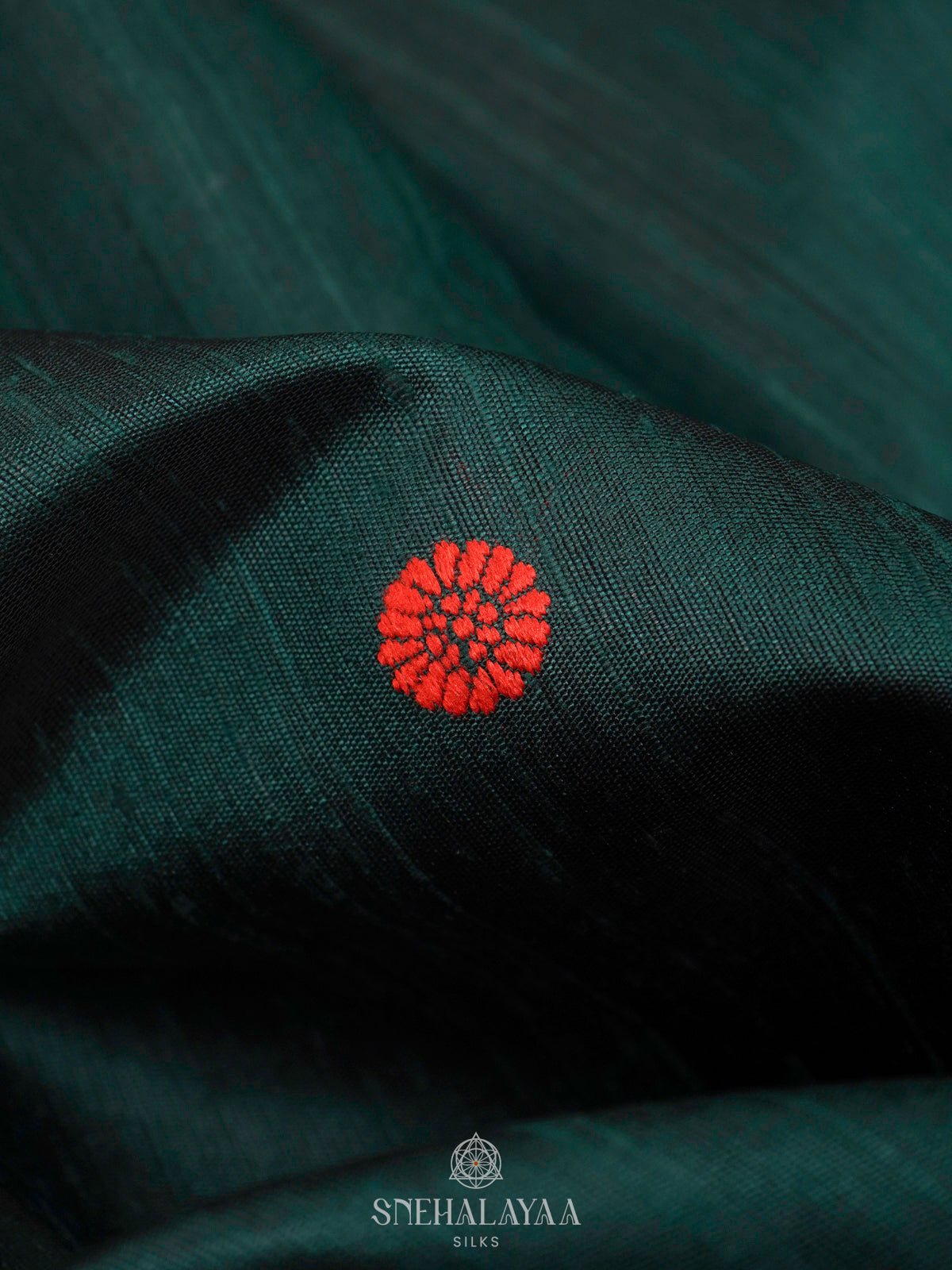 Forest Green Dupion Silk Saree