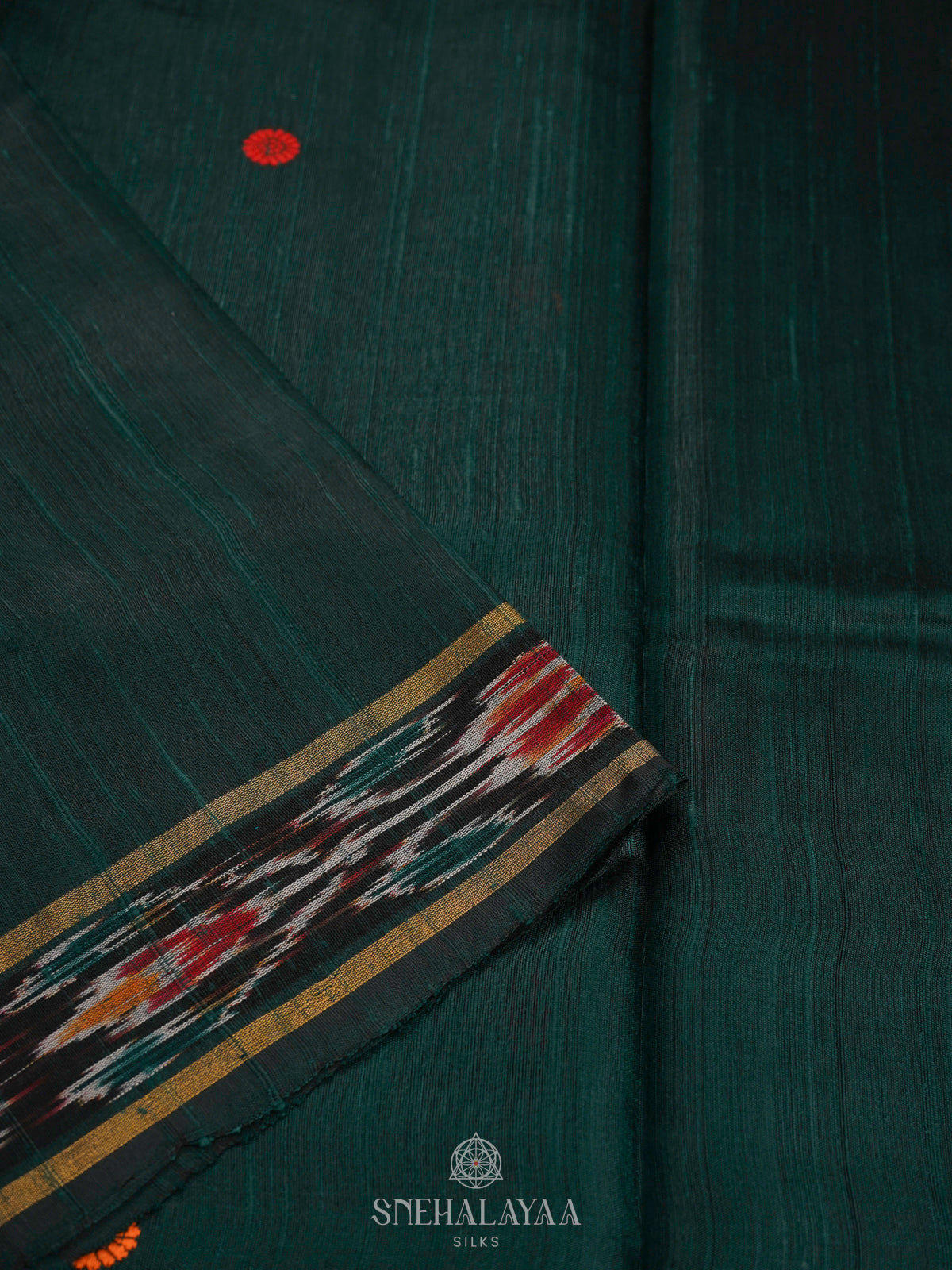 Forest Green Dupion Silk Saree