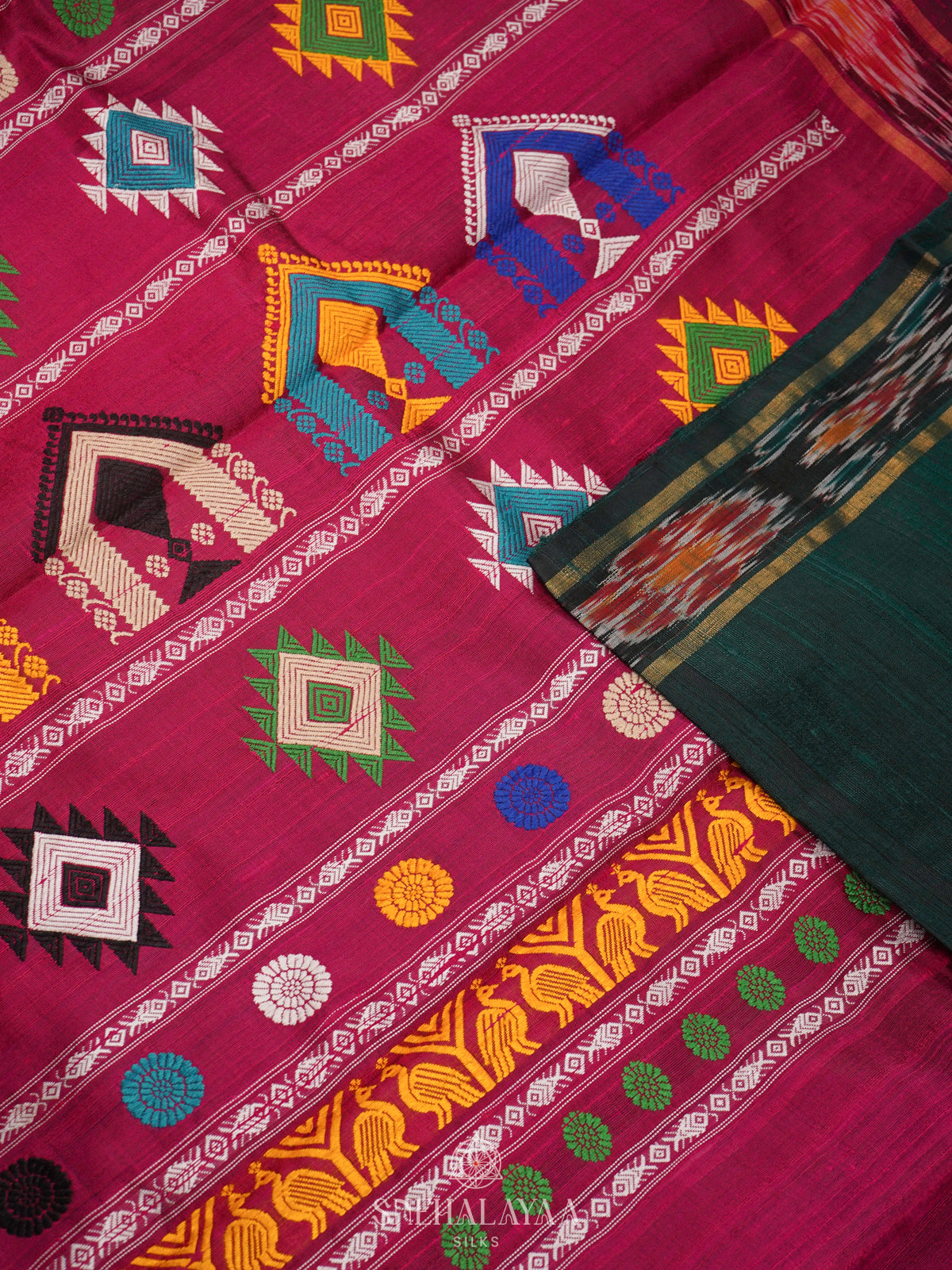 Forest Green Dupion Silk Saree