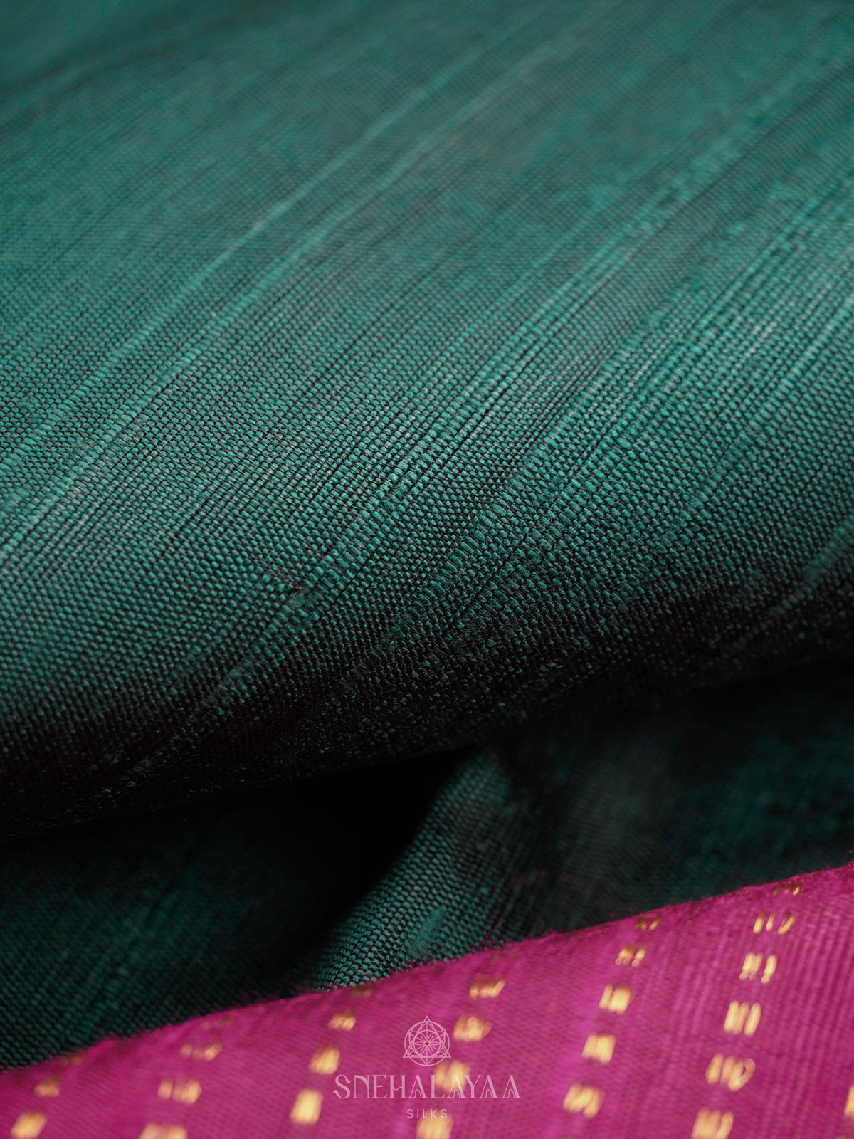 Forest Green Dupion Silk Saree