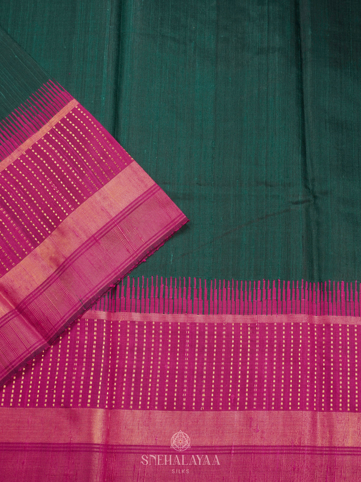 Forest Green Dupion Silk Saree