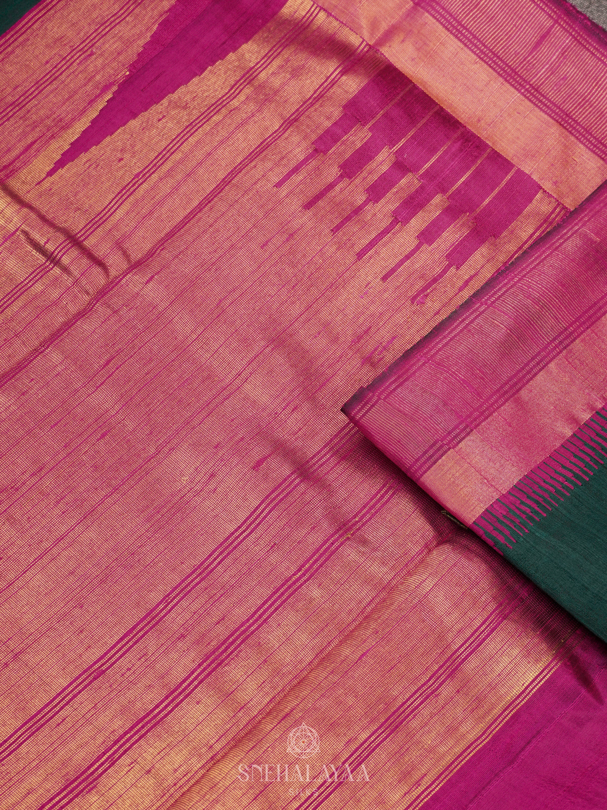 Forest Green Dupion Silk Saree