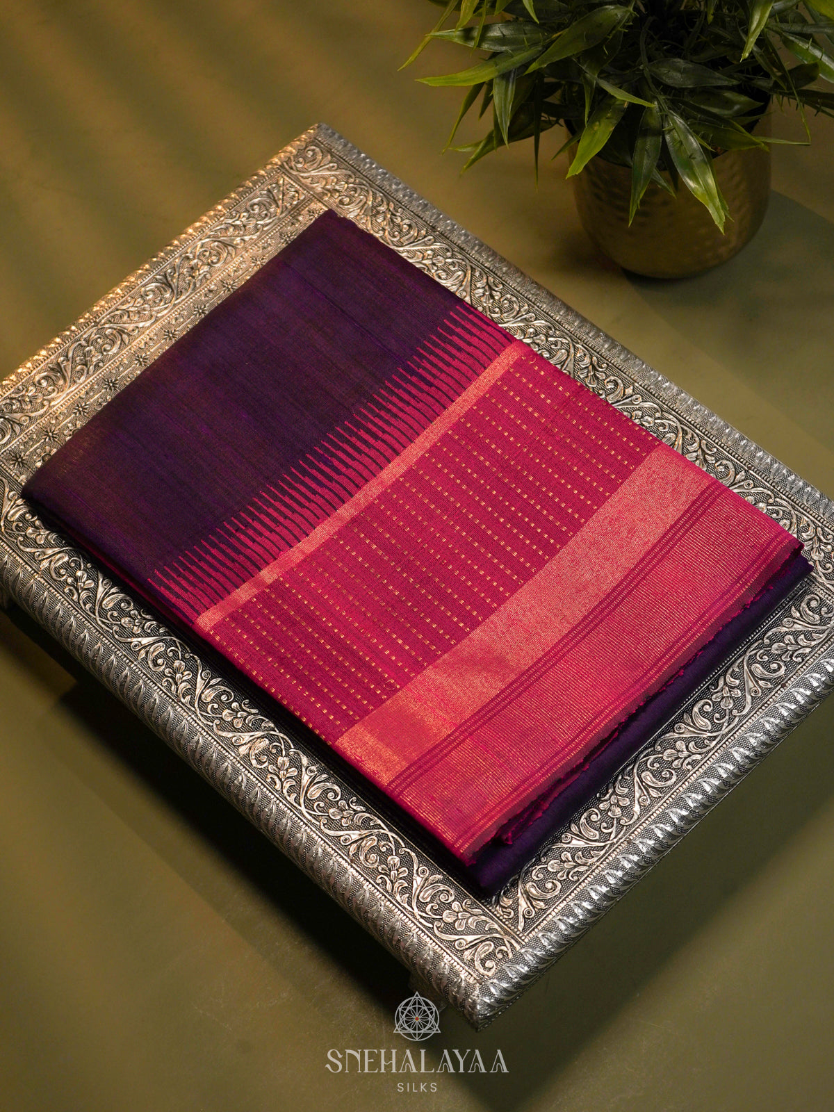 Purple Dupion Silk Saree