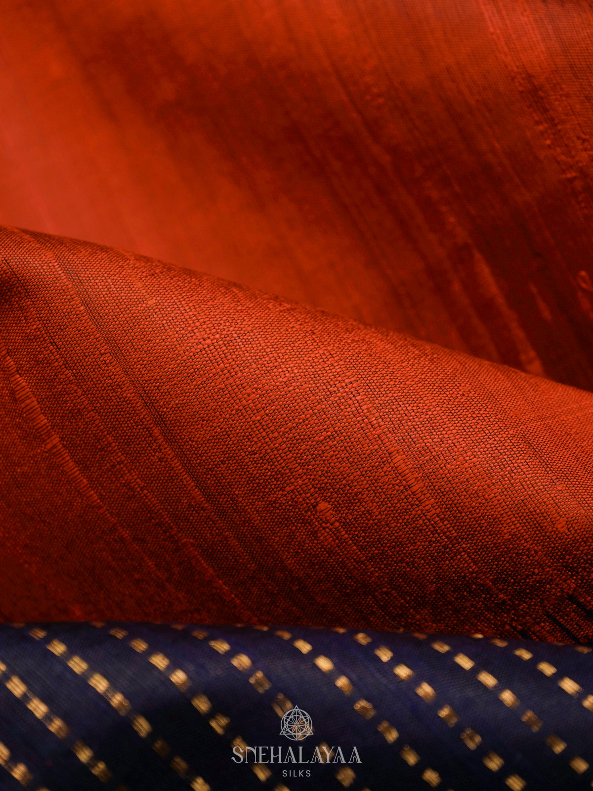 Burnt Orange Dupion Silk Saree