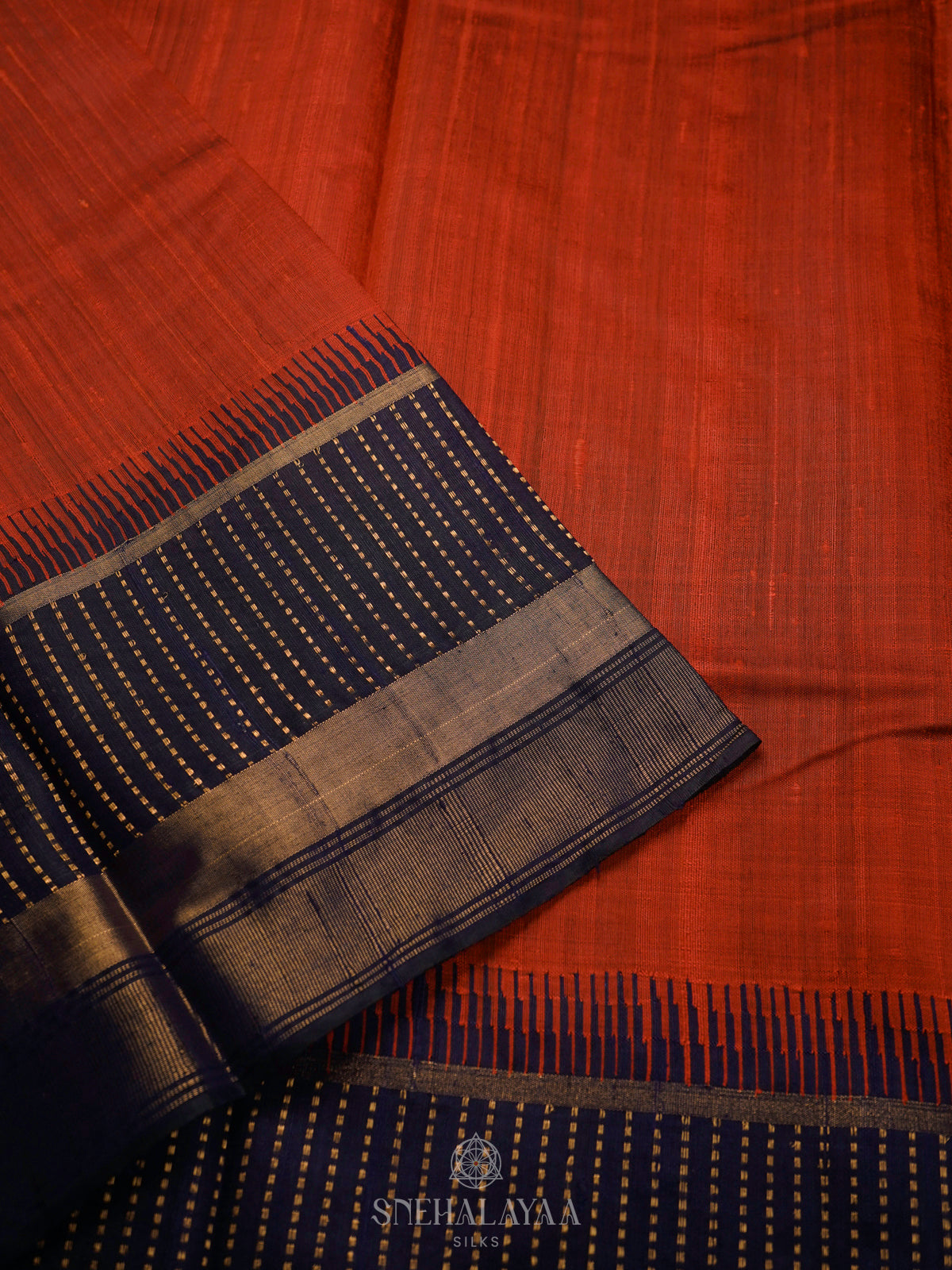 Burnt Orange Dupion Silk Saree