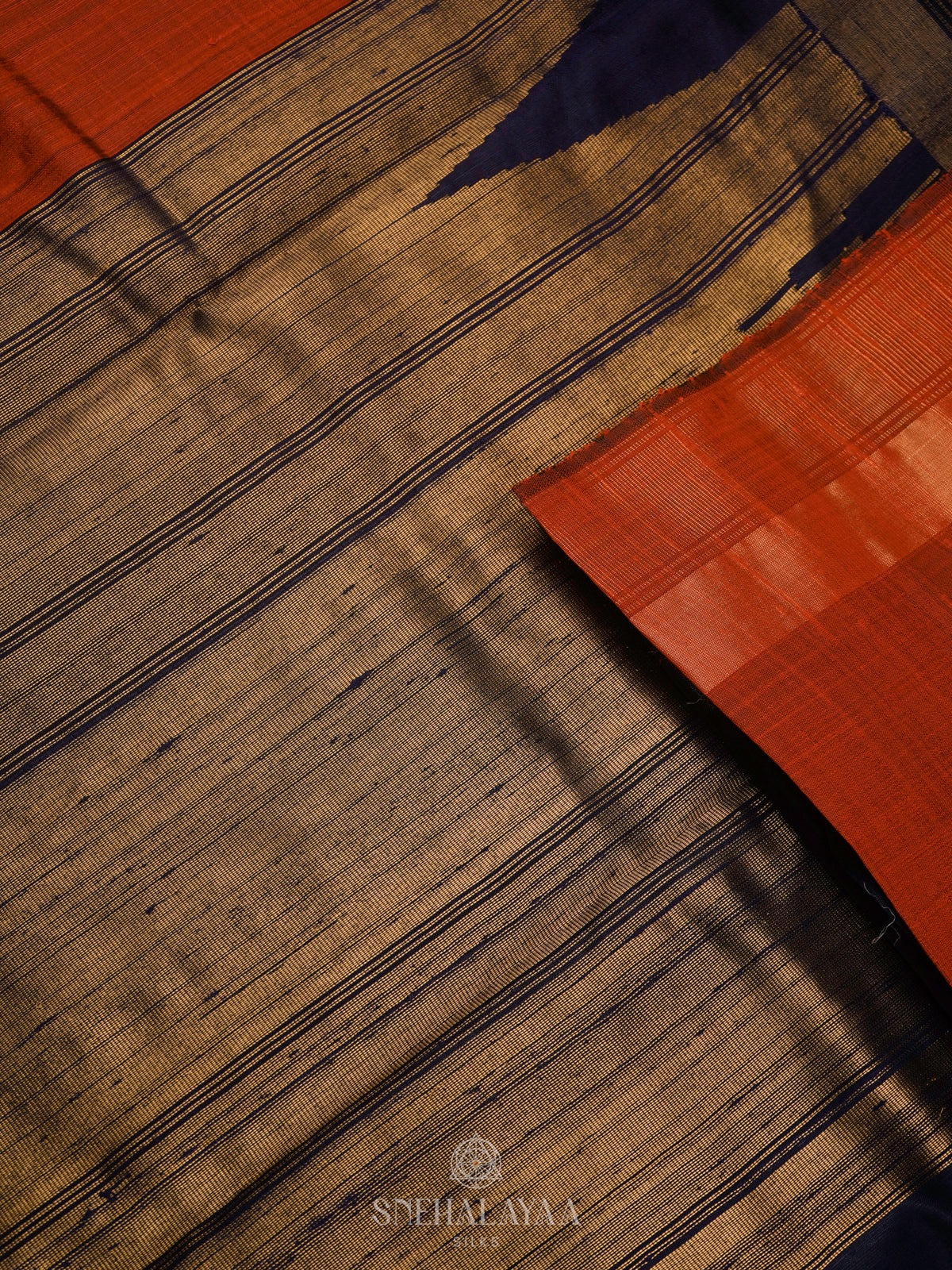 Burnt Orange Dupion Silk Saree