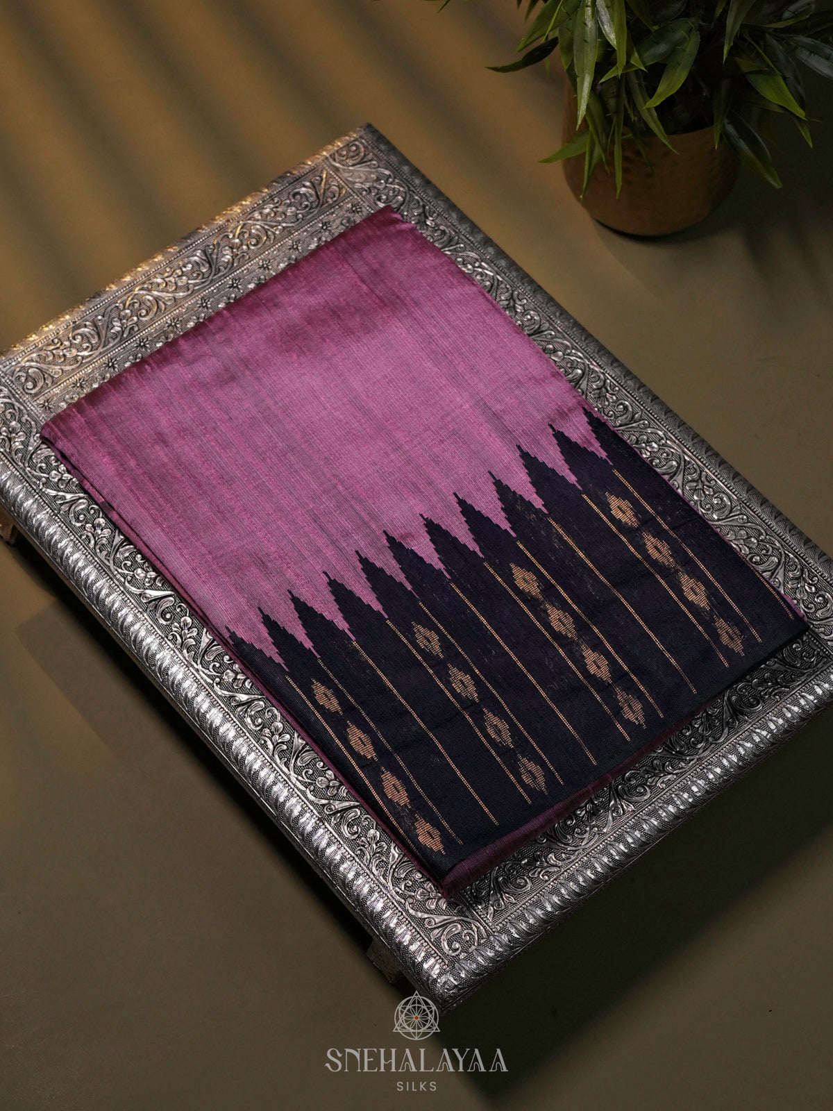 Onion Pink Dupion Silk Saree