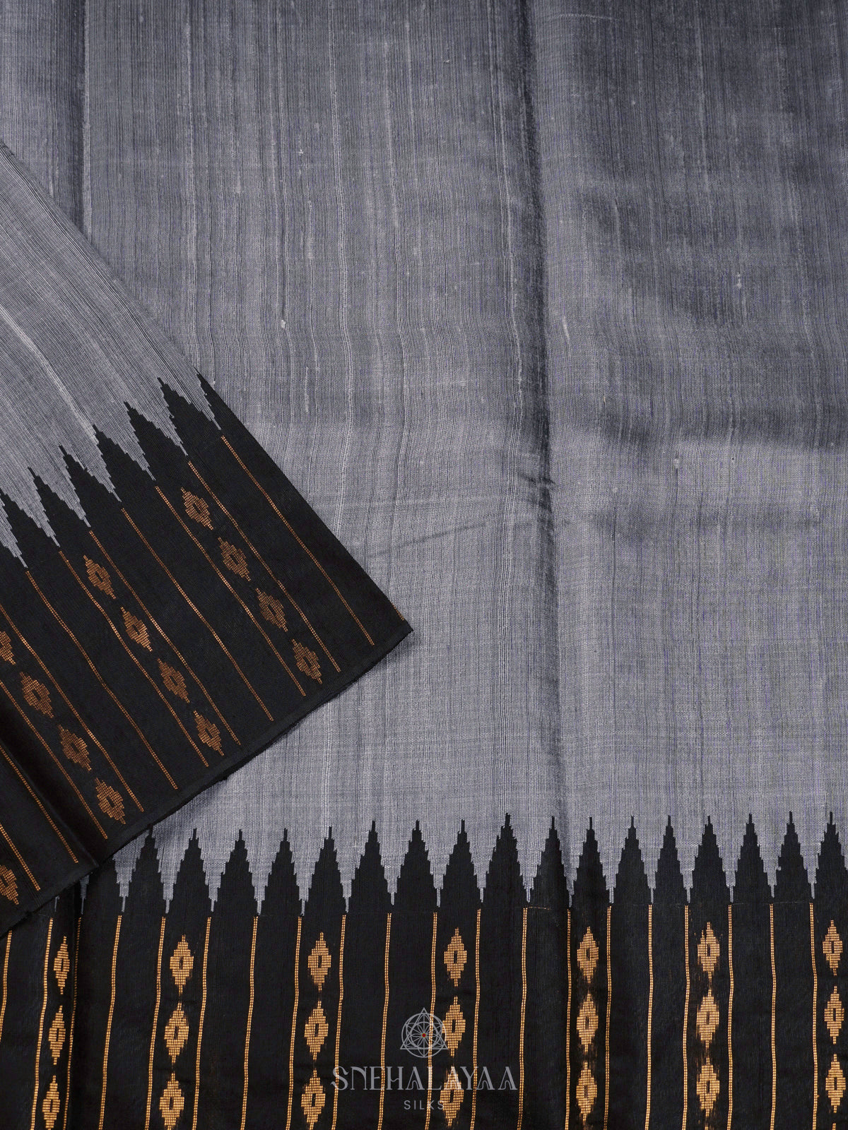 Grey Dupion Silk Saree