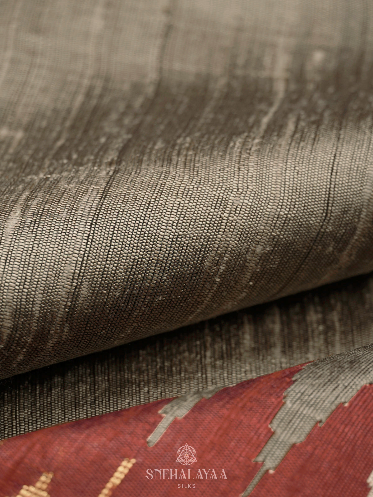 Grey Dupion Silk Saree