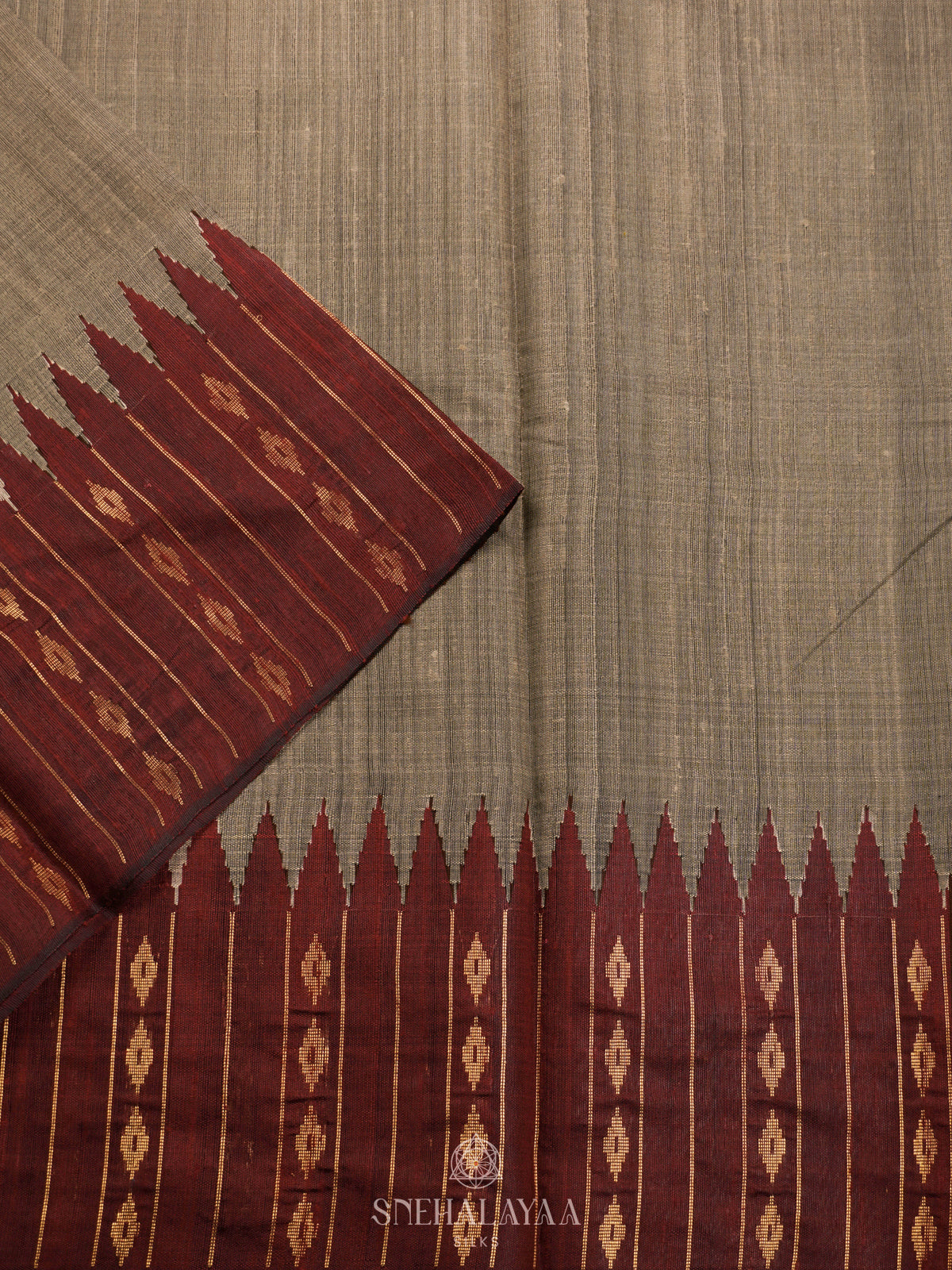 Grey Dupion Silk Saree