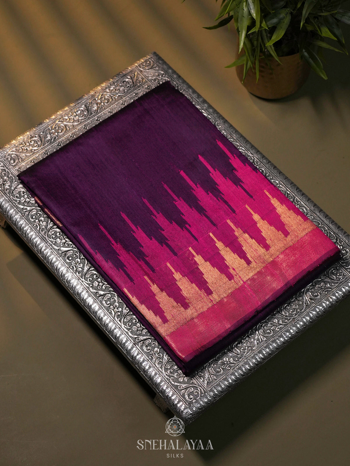 Purple Dupion Silk Saree