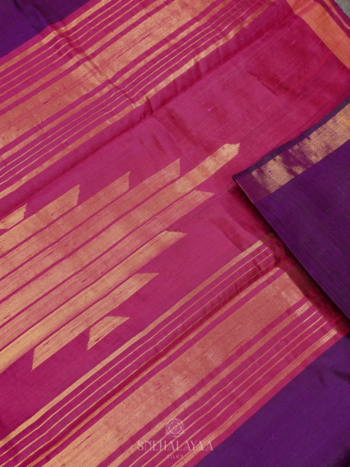 Purple Dupion Silk Saree