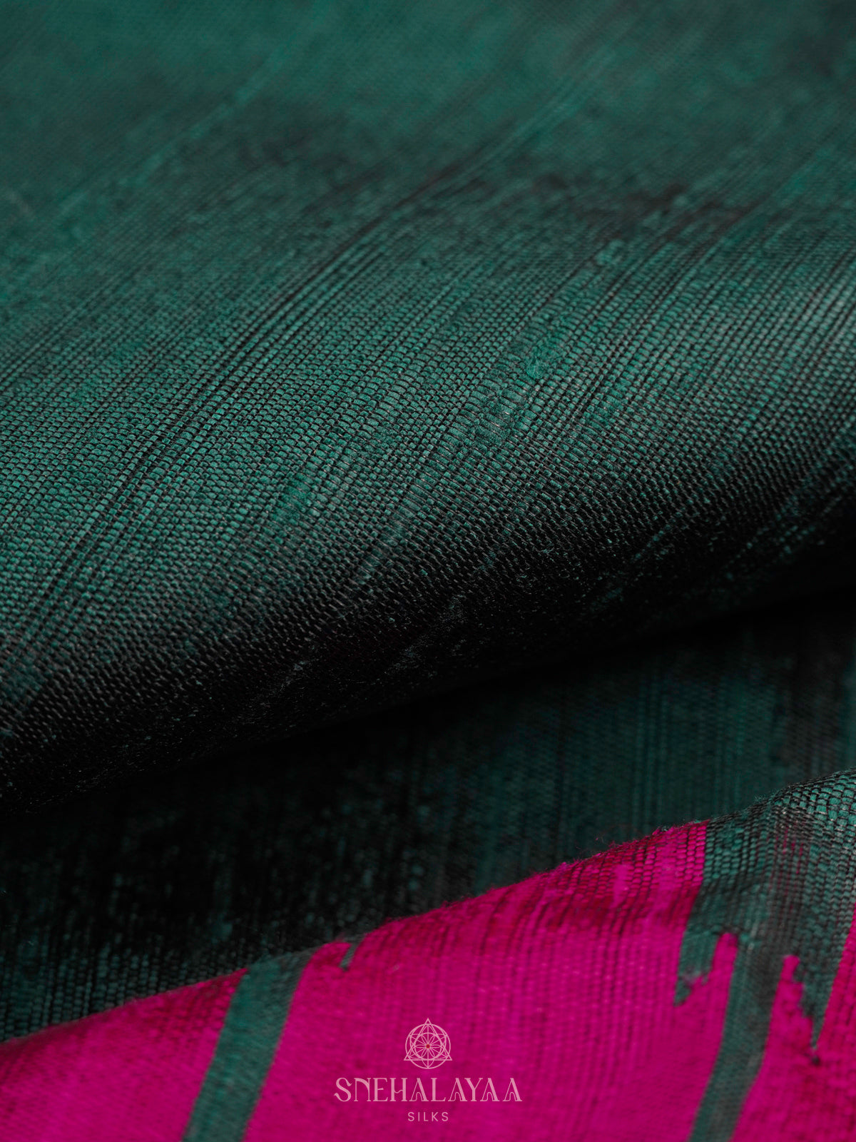 Forest Green Dupion Silk Saree
