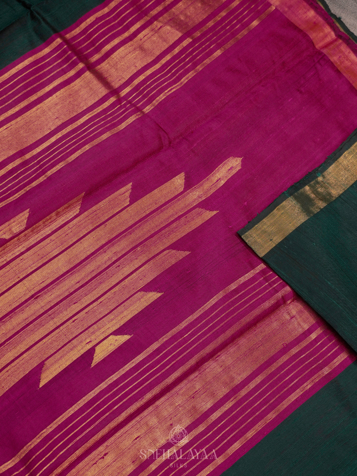 Forest Green Dupion Silk Saree