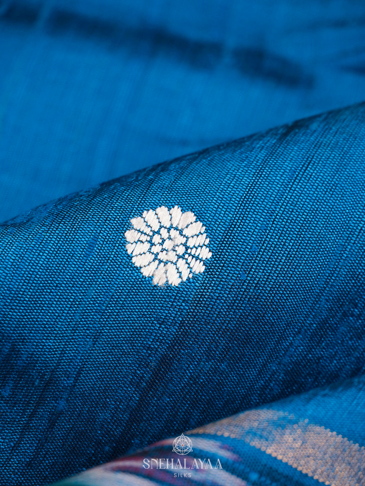 Peacock Blue Dupion Silk Saree