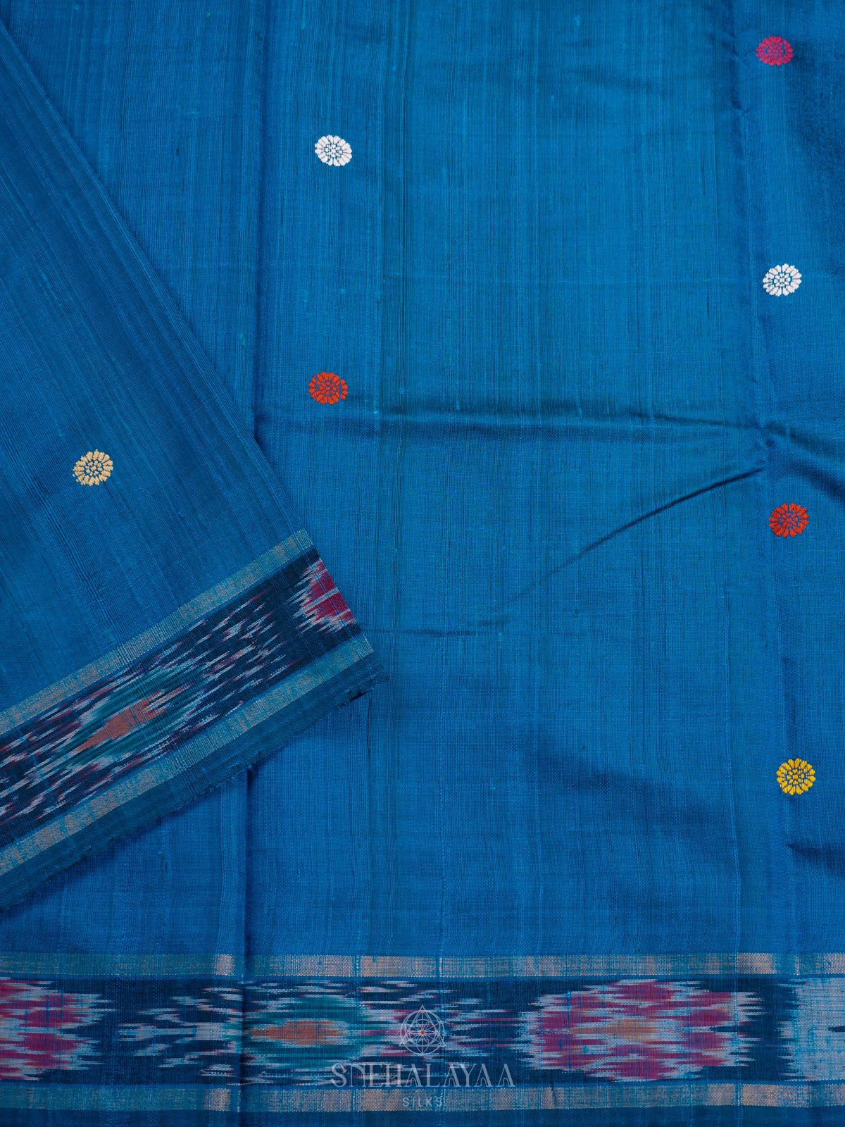 Peacock Blue Dupion Silk Saree