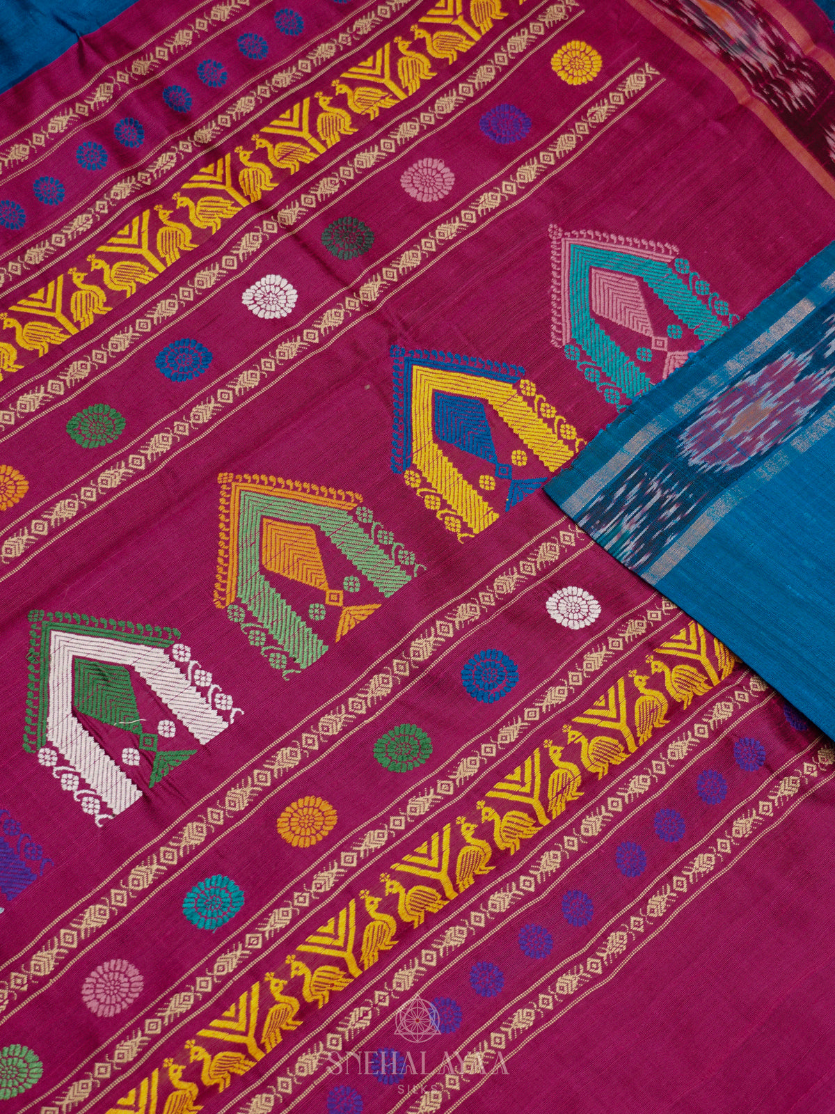 Peacock Blue Dupion Silk Saree