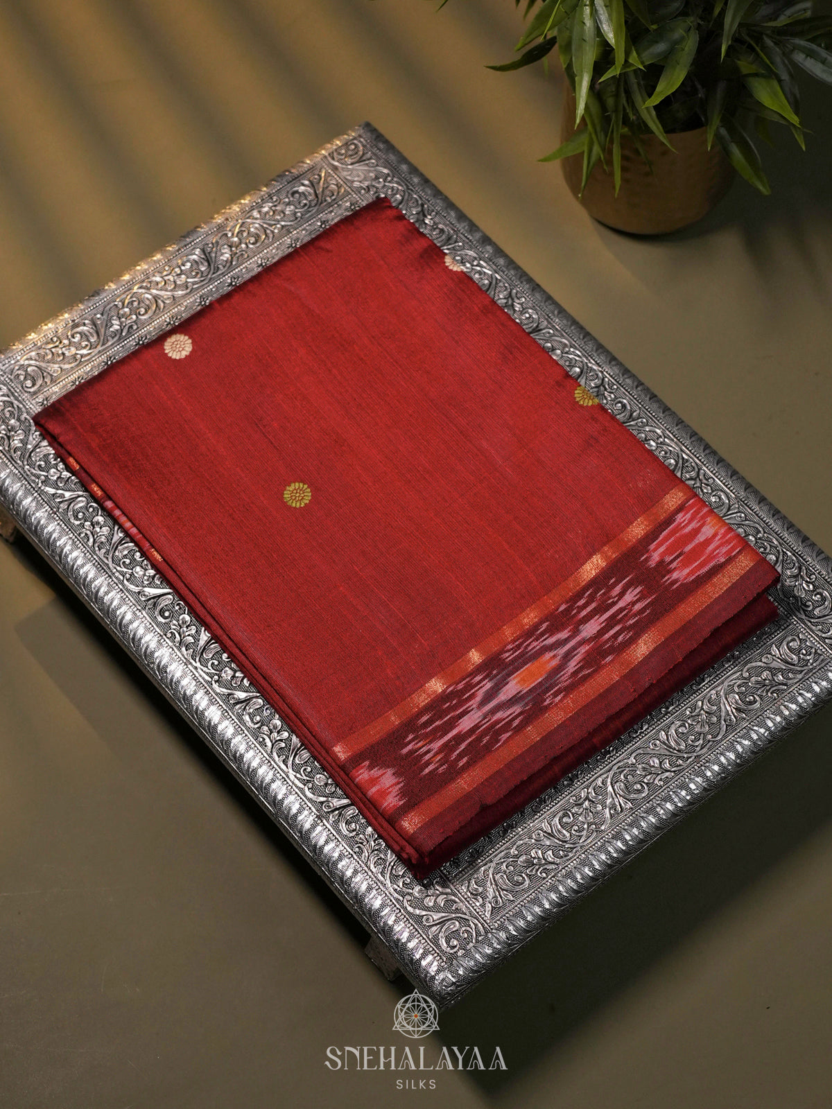 Red Dupion Silk Saree