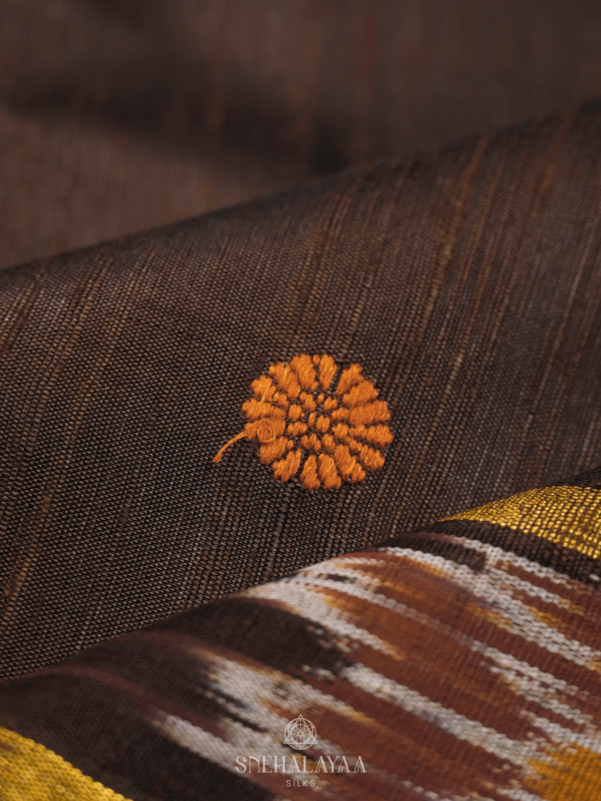 Brown Dupion Silk Saree