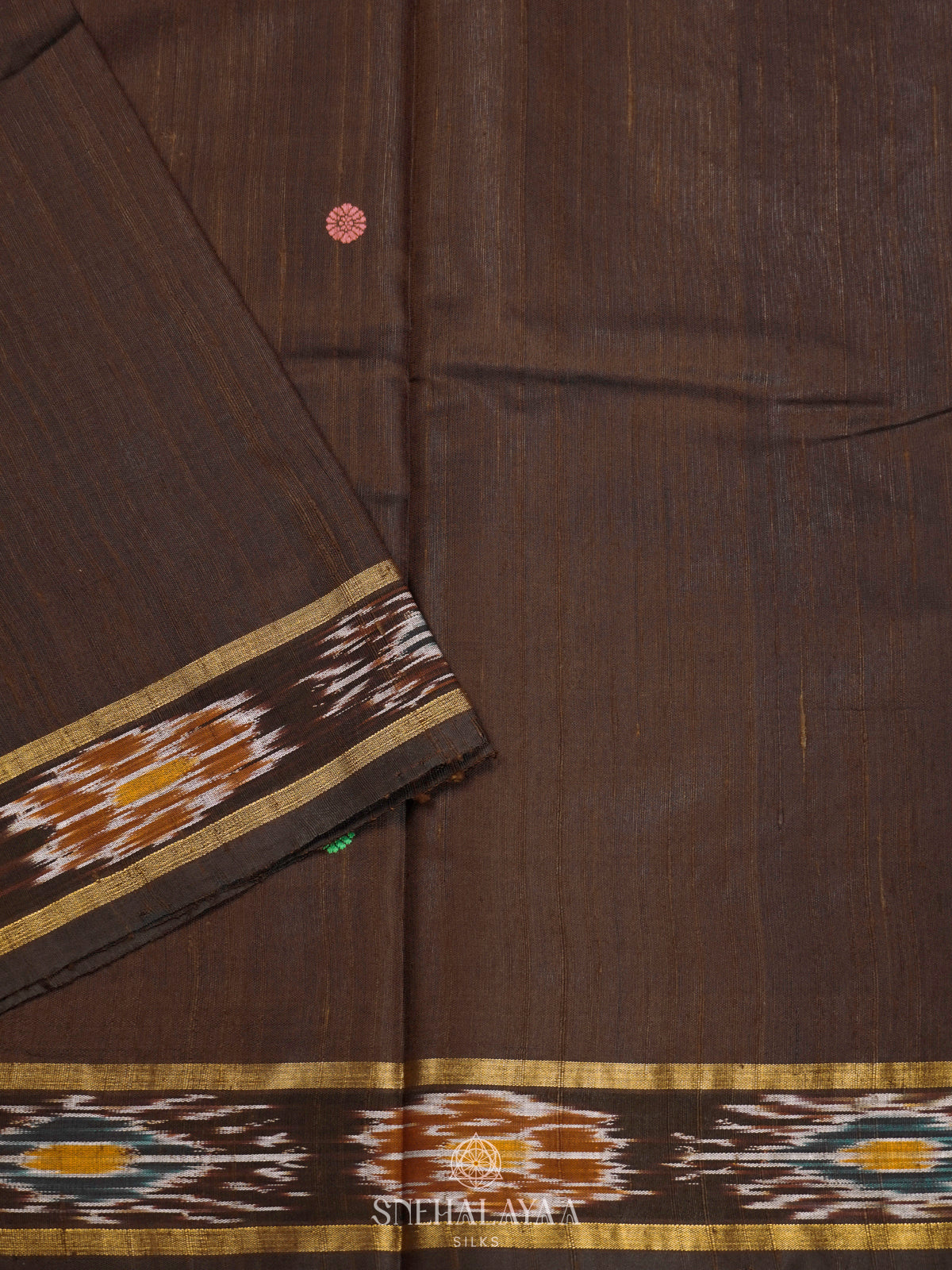 Brown Dupion Silk Saree