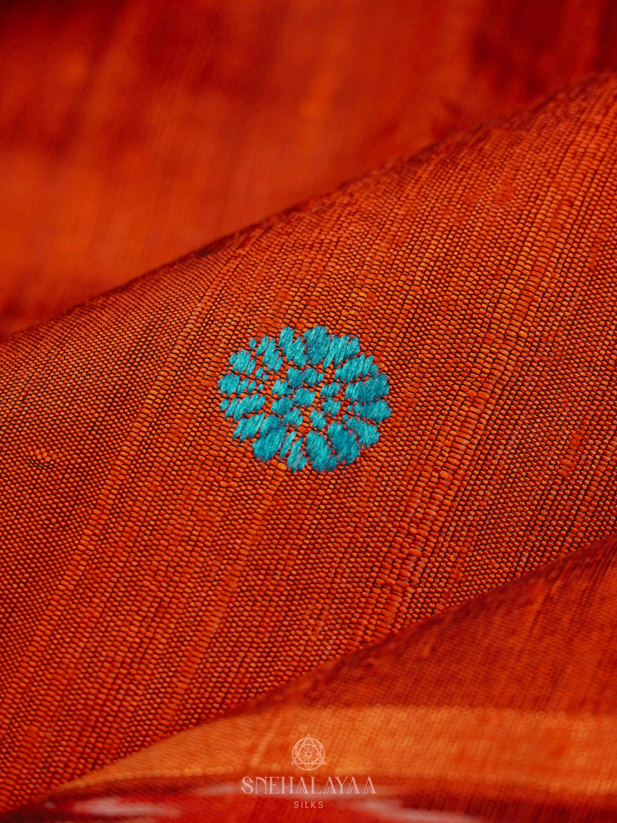 Orange Dupion Silk Saree