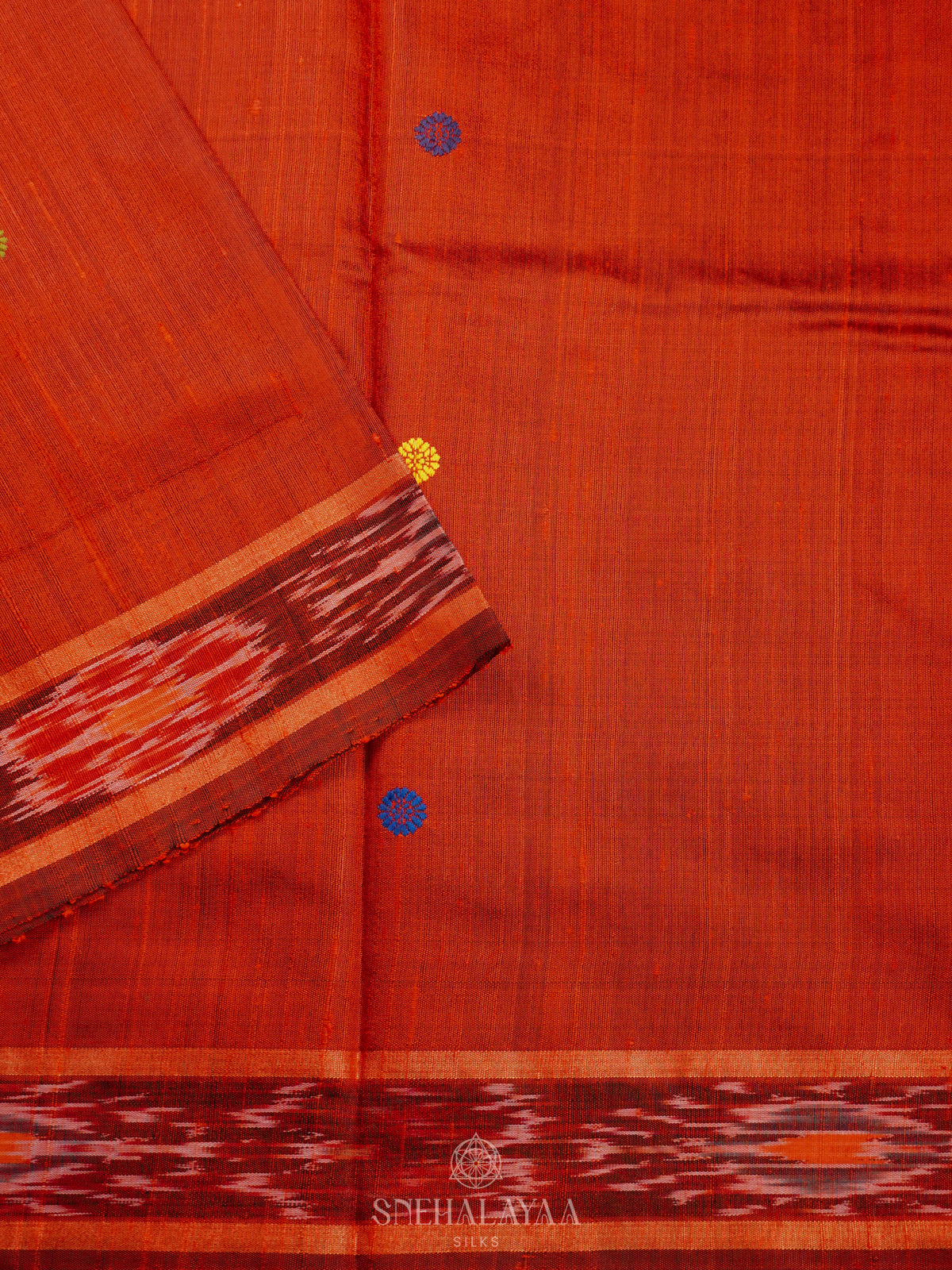Orange Dupion Silk Saree