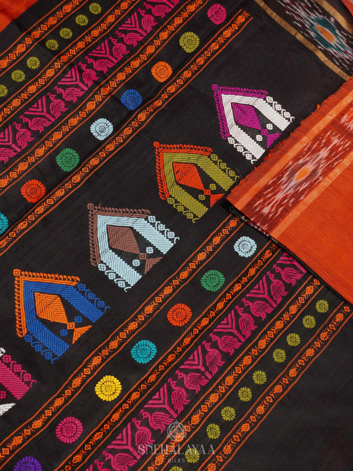 Orange Dupion Silk Saree