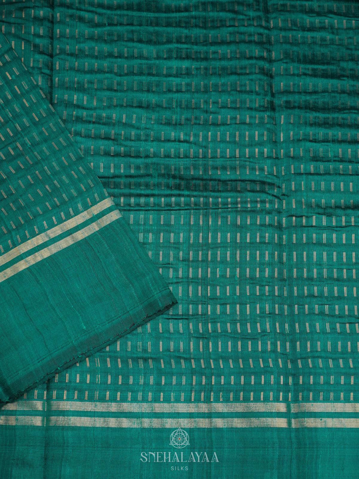 Teal Green Dupion Silk Saree