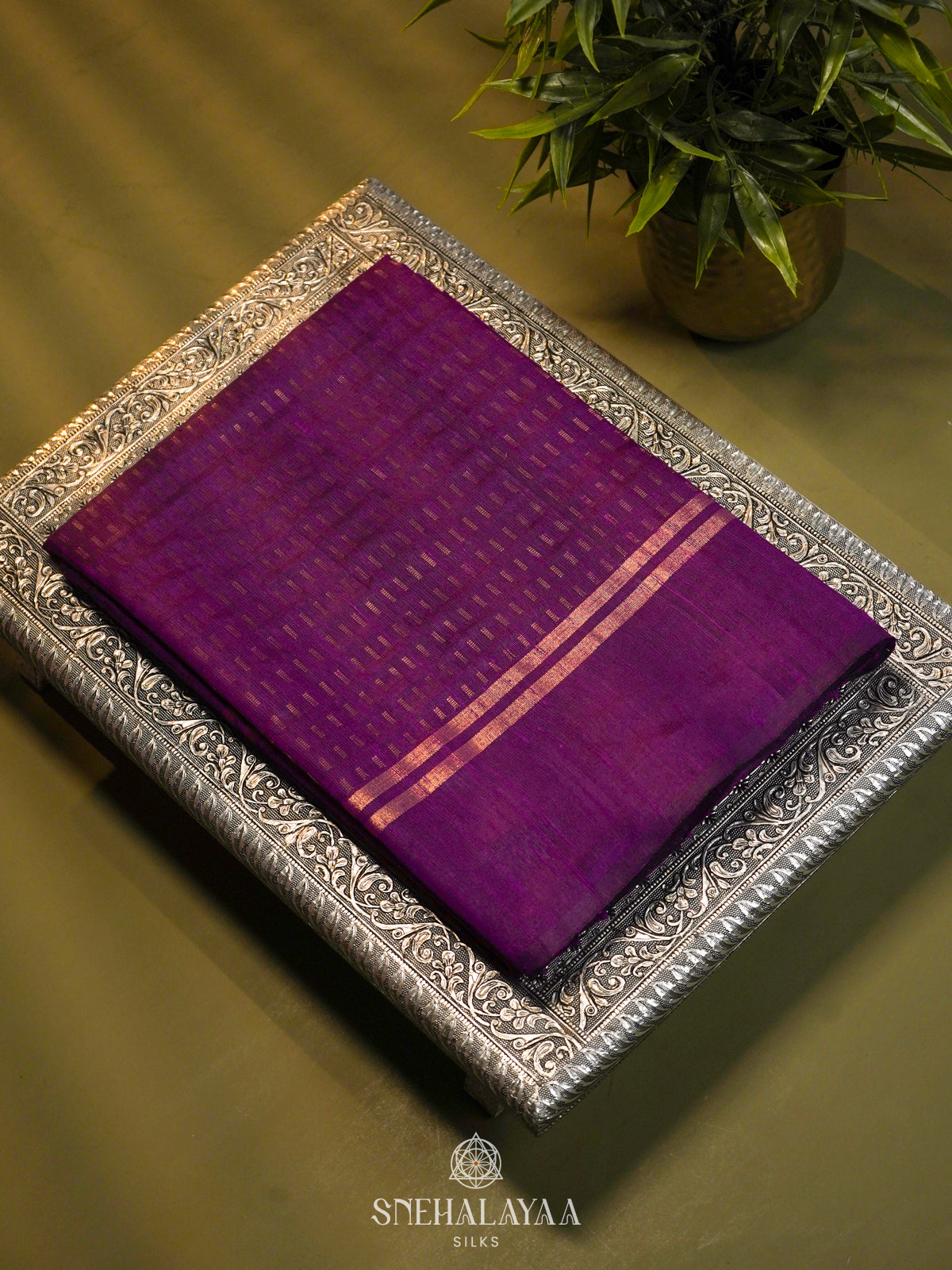 Purple Dupion Silk Saree