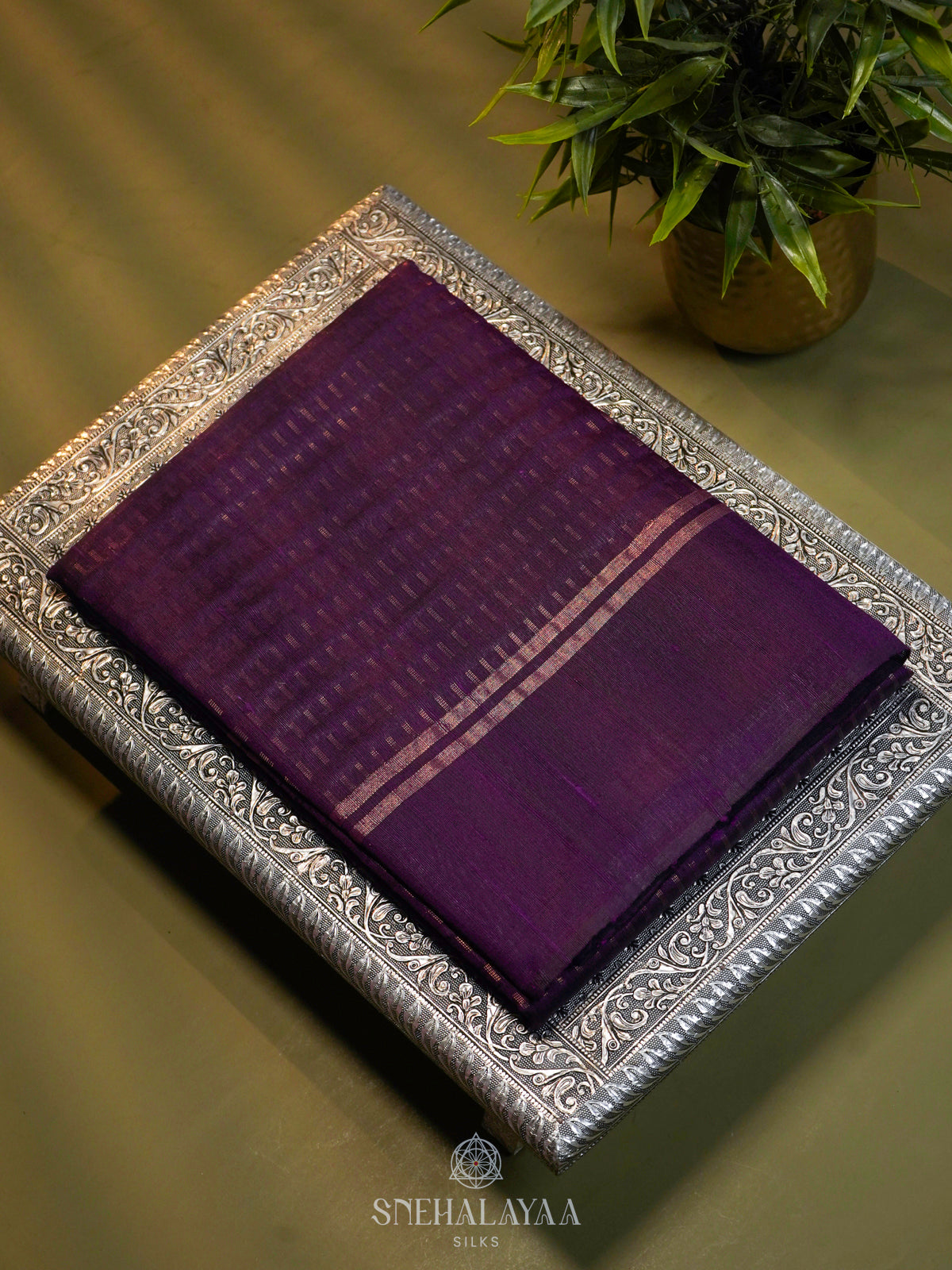 Purple Dupion Silk Saree